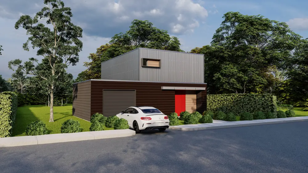 Home design 1 bedrooms 1.5 bathrooms 2 story Style House industrial Code #HS392-3